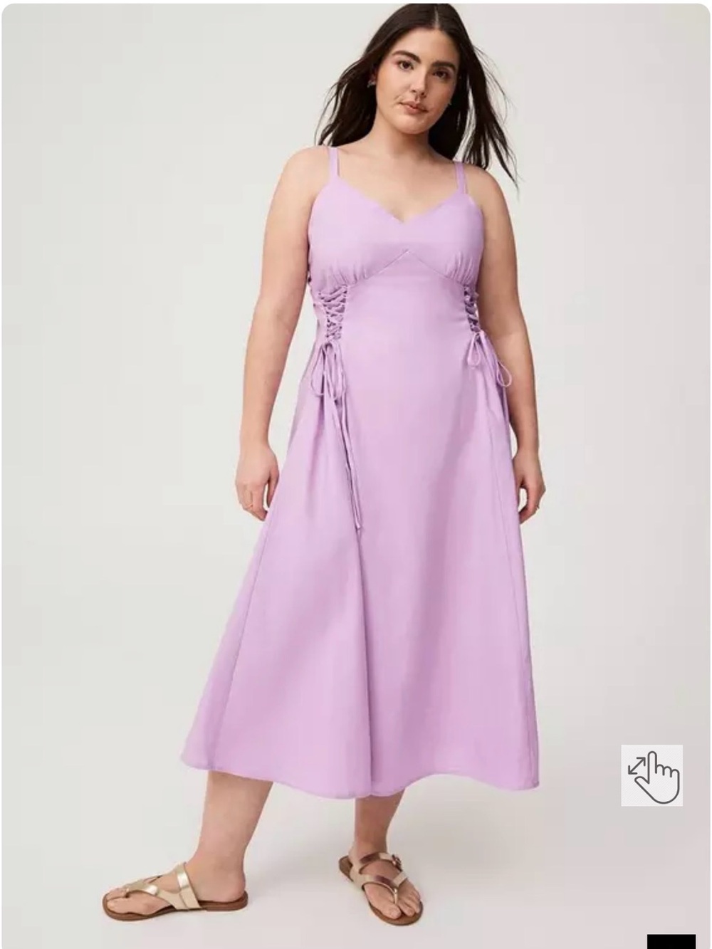 Lace-Up Tea Length Dress in Lilac